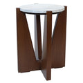 Willow Travertine Top Table With Acacia Wood Frame