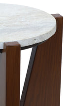 Willow Travertine Top Table With Acacia Wood Frame