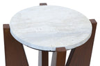 Willow Travertine Top Table With Acacia Wood Frame