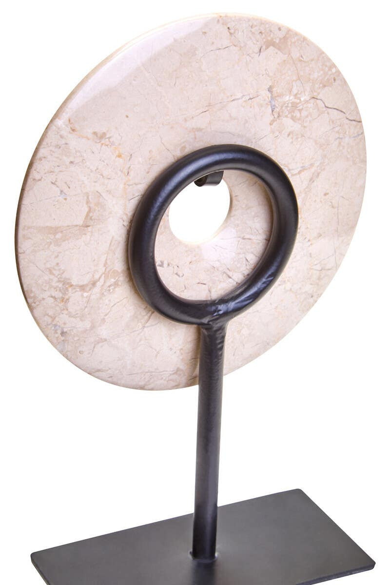 Zoro Extra Small Cream Marble Round Dia 15cm Disc Sculpture