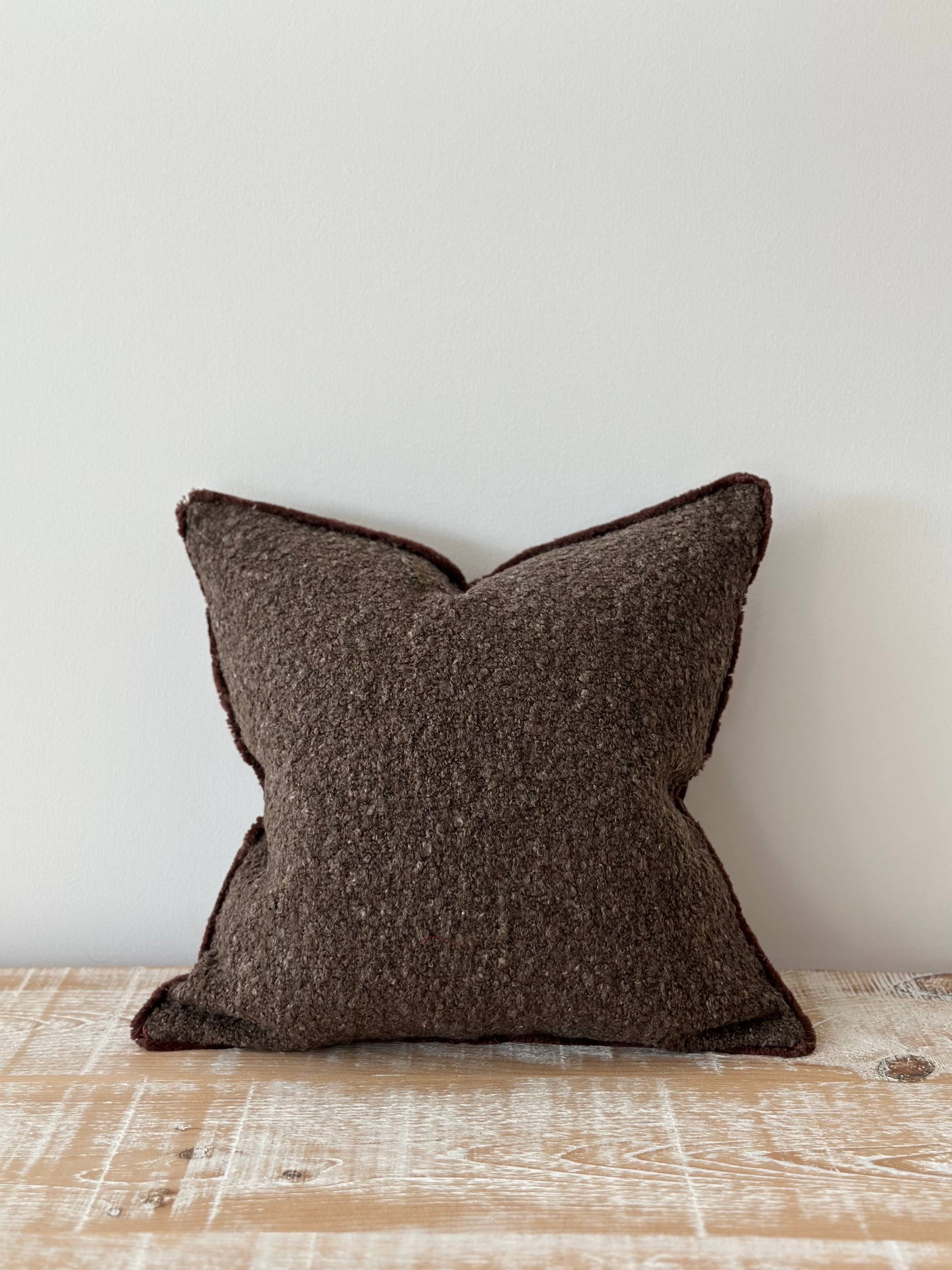 Sofia Chocolate Brown Boucle Cushion - 45 x 45 cm + 100% Feather Insert