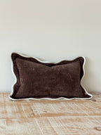 Chloe Dark Brown Scalloped Edge Cushion Cover 50x30 + 100% Feather Insert