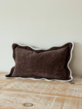Chloe Dark Brown Scalloped Edge Cushion Cover 50x30 + 100% Feather Insert