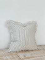 Hallie Natural Stripe Ruffle Edge Cushion Cover 65x65cm + 100% Feather Insert